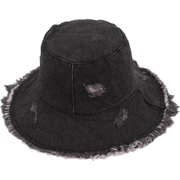 CoCopeaunts Frayed Bucket Hats for Women Fashion Solid Color Old Denim Fisherman Hat Men Summer Outdoor Leisure Sun Protection