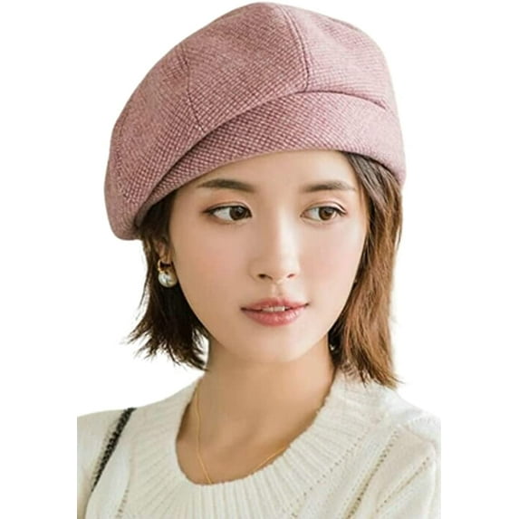 CoCopeaunts French Beret Hat for Womens Plaid Beret Cap Winter Fall Beanie Cap Retro Peaked Ivy Newsboy Cabbie Painter Cap