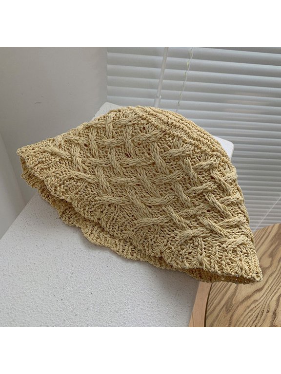 Hollow Straw Weave Bucket Hats For Women Spring Summer Travel Sunshade Hat Fishermen Cap For Lady Panama Outdoor Basin Cap Gorro