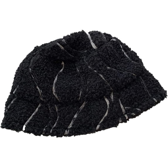 CoCopeaunts INS Japanese Lamb Wool Bucket Hat Irregular Stripes Warm Fisherman Hat Autumn and Winter Korean Fashion Plush Basin Gorros