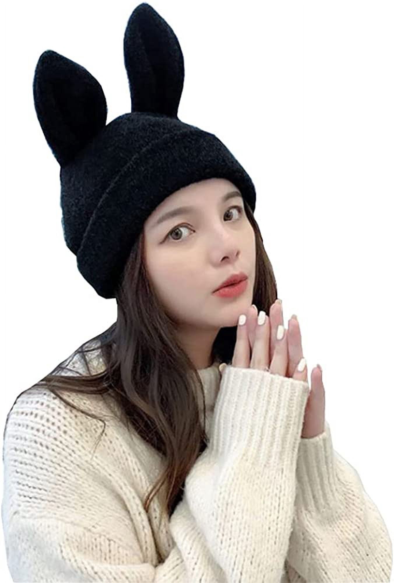 CoCopeaunts Knit Beanie Hats for Women Bunny Hat Warm Knit 