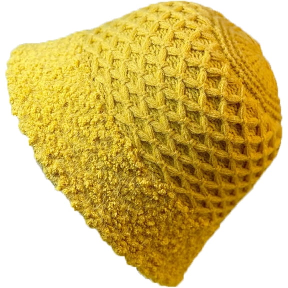 CoCopeaunts Knitted Bucket Hat for Women Autumn Winter Solid Color Matching Lamb Wool Brim Warm Fisherman Hat Fashionable