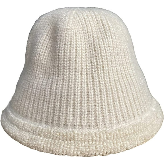 CoCopeaunts Knitted Bucket Hat for Women Autumn Winter Solid Color Versatile Wool Hat, Fashionable Outdoor Warm Fisherman Hat