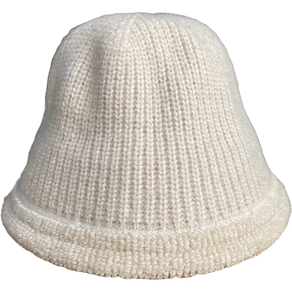 CoCopeaunts Knitted Bucket Hat for Women Autumn Winter Solid Color Versatile Wool Hat, Fashionable Outdoor Warm Fisherman Hat