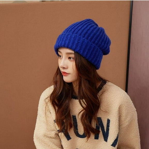 CoCopeaunts Knitted Hat Woman Winter Warm Hat Men Skull Hat Loose Big Head Solid Color Casual Beanie Hat Outdoor