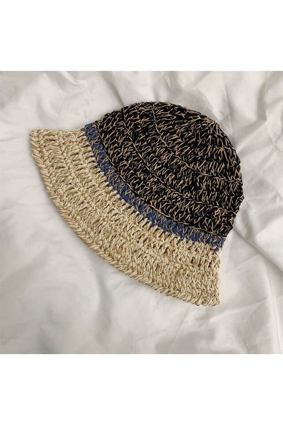 Knitted Mix-color Bucket Hats For Women Spring Summer Travel Sunshade Hat Female Crochet Fishermen Cap Outdoor Basin Cap Gorros