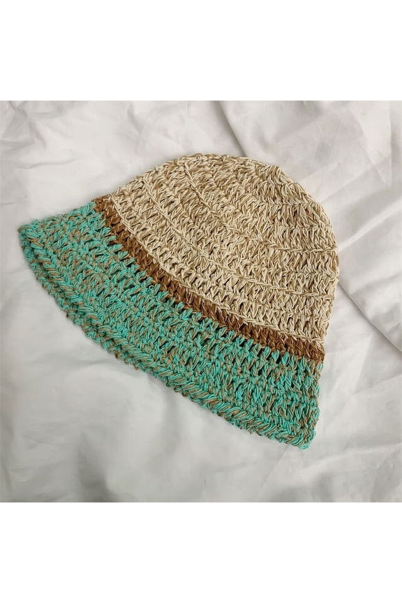 Knitted Mix-color Bucket Hats For Women Spring Summer Travel Sunshade Hat Female Crochet Fishermen Cap Outdoor Basin Cap Gorros