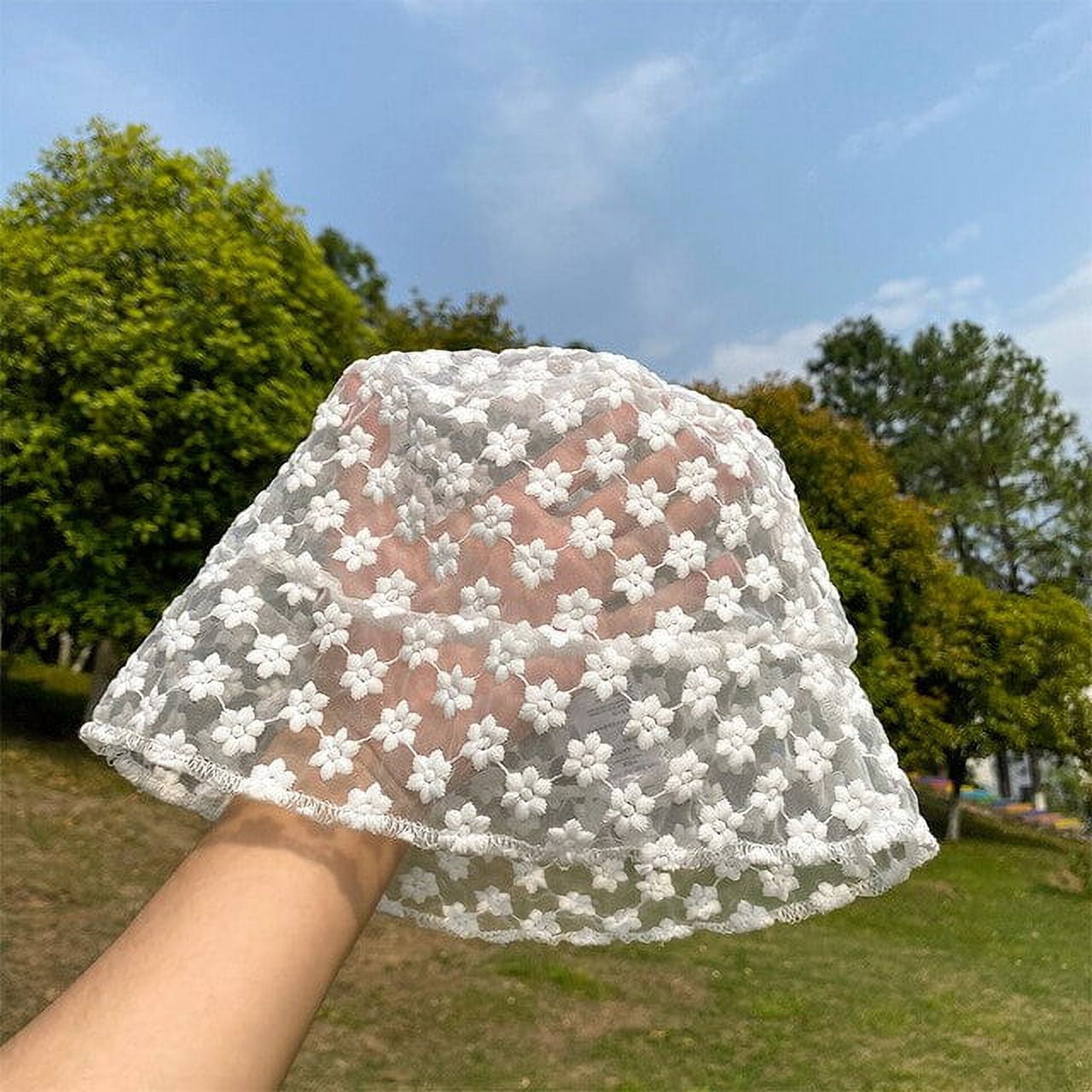 Women Summer Pure Color Weave Bucket Hat