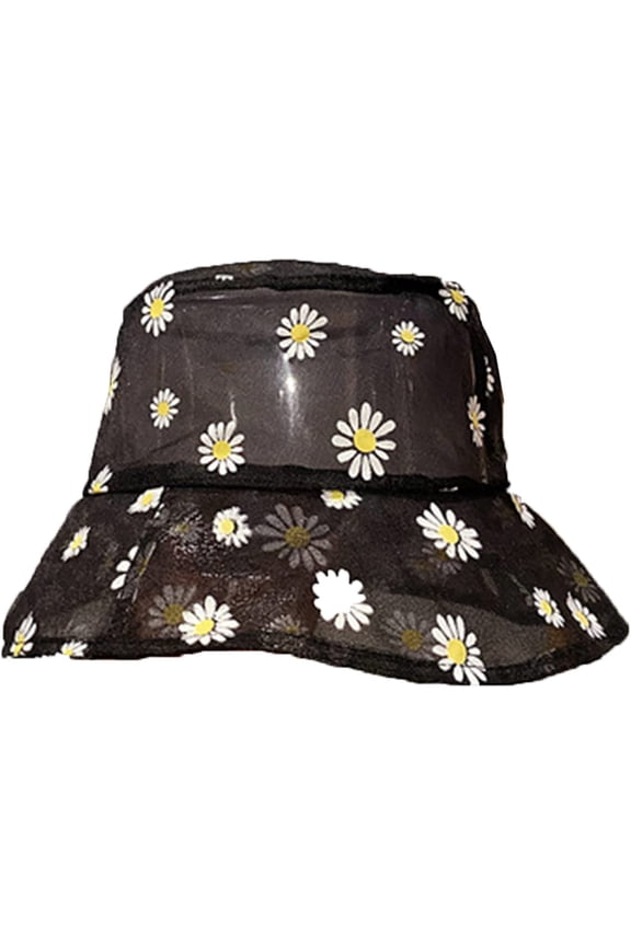 Lace Clear Bucket Hat Women Fashion Summer Daisy Embroidered Sun Hat Light Breathable Sunshade Ladies Basin Hat