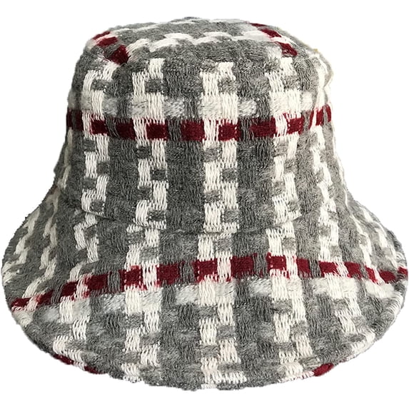 CoCopeaunts Ladies Bucket Hat Artistic Simple Grid Female Foldable Basin Hat Autumn Winter Warm Soft Packable Fisherman Hats