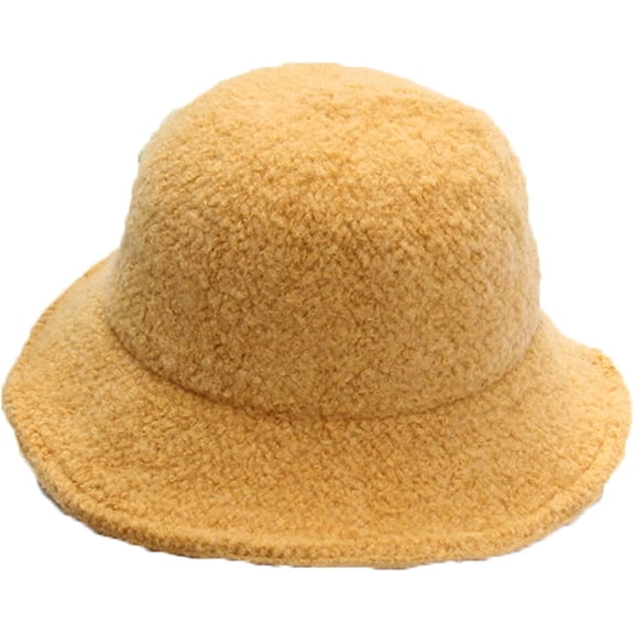 CoCopeaunts Ladies Bucket Hat Autumn Winter Lambswool Velvet Fisherman Hats Simple Solid Color Casual All-Match Bucket Caps