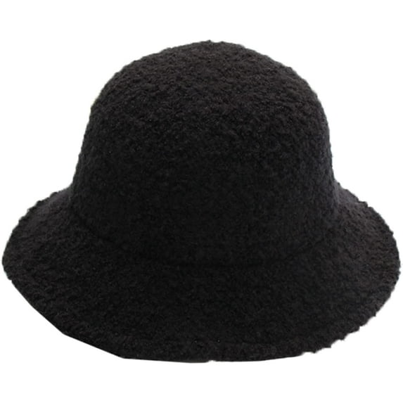 CoCopeaunts Ladies Bucket Hat Autumn Winter Lambswool Velvet Fisherman Hats Simple Solid Color Casual All-Match Bucket Caps