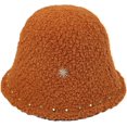 thumbnail image 1 of CoCopeaunts Ladies Bucket Hat Solid Color Lambs Wool Casual Warm Women Girls Basin Cap Rivet Edge Decorate Trend Fisherman Hat, 1 of 8