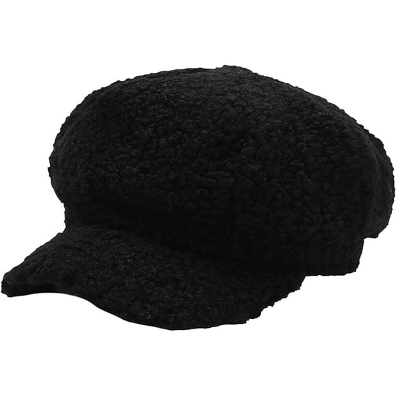 CoCopeaunts Lamb Wool Newsboy Cap Fashion Warm Artist Painter Hat Solid Vintage Octagonal Beret Hats for Women Visor Cap