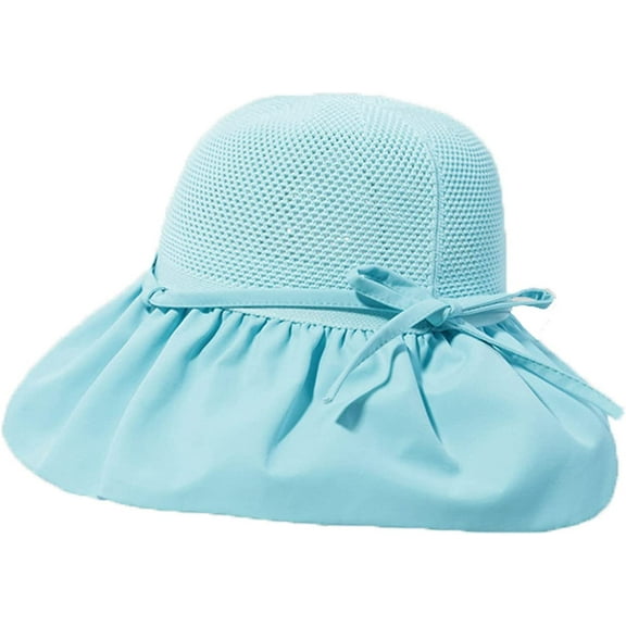 CoCopeaunts Large Bucket Hat Plain New All-Match Summer Hollow Fisherman Hat Female Sunshade UV Protection Bow Strap Basin Hat