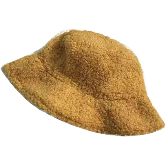 CoCopeaunts Large Bucket Hat Solid Autumn Winter Lamb Wool Men Fisherman Hat Outdoor Lightweight Warm Basin Hat for Women