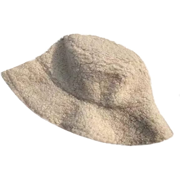 CoCopeaunts Large Bucket Hat Solid Autumn Winter Lamb Wool Men Fisherman Hat Outdoor Lightweight Warm Basin Hat for Women
