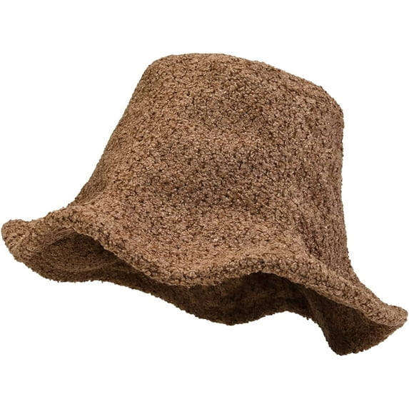 CoCopeaunts Large Bucket Hat Unisex Solid Colors Women Bucket Cap Outdoor Cold Proof Warm Female Winter Hats Ruffle Wide Brim