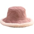 thumbnail image 1 of CoCopeaunts Large Bucket Hat Women Vintage Corduroy Splicing Plush Brim Fishing Hats Foldable Winter Fashion Warm Basin Hat, 1 of 8