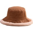 thumbnail image 1 of CoCopeaunts Large Bucket Hat Women Vintage Corduroy Splicing Plush Brim Fishing Hats Foldable Winter Fashion Warm Basin Hat, 1 of 8