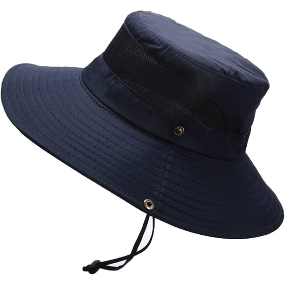CoCopeaunts Large Bucket Hat for Men Big Brim Anti-UV Fishing Cap Breathable Mesh Fisherman Hat with Adjustable Chin Strap