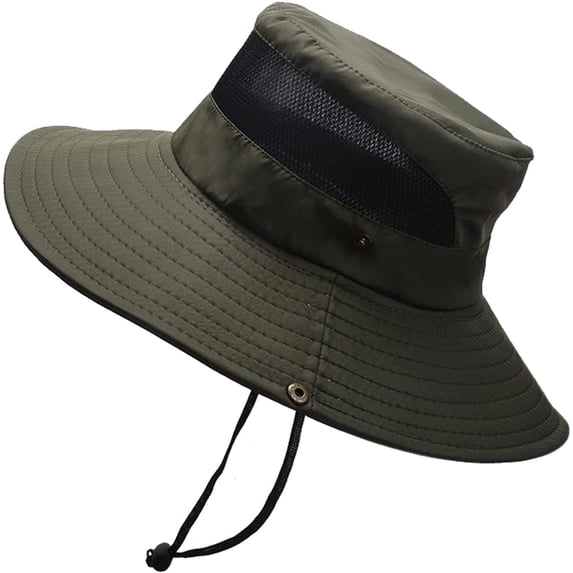 CoCopeaunts Large Bucket Hat for Men Big Brim Anti-UV Fishing Cap Breathable Mesh Fisherman Hat with Adjustable Chin Strap