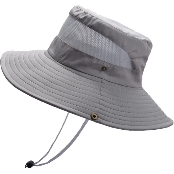 CoCopeaunts Large Bucket Hat for Men Big Brim Anti-UV Fishing Cap Breathable Mesh Fisherman Hat with Adjustable Chin Strap