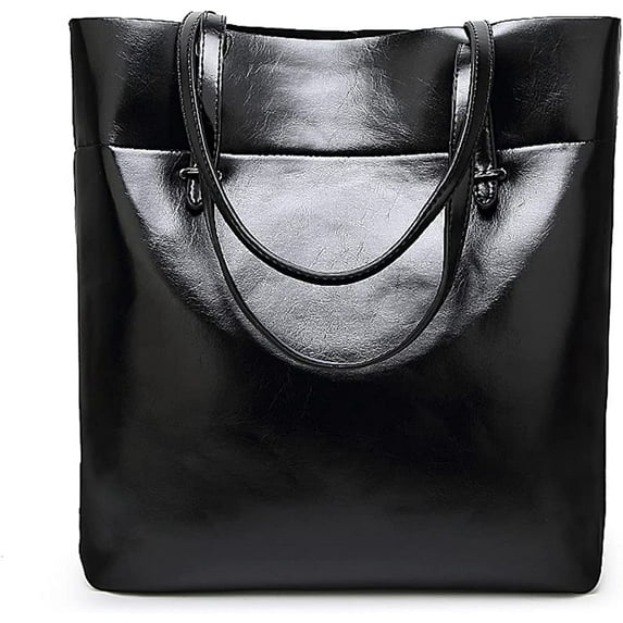 CoCopeaunts Large Capacity Shoulder Bag for Women Oiled Waxed Leather Handbag Retro Tote Bag Commuter Satchel