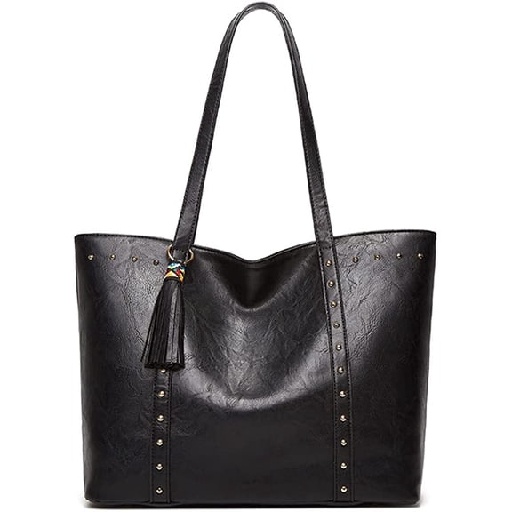 CoCopeaunts Large Capacity Shoulder Bag for Women Soft Faux Leather Tote Bag Top Handle Handbag Retro Satchel