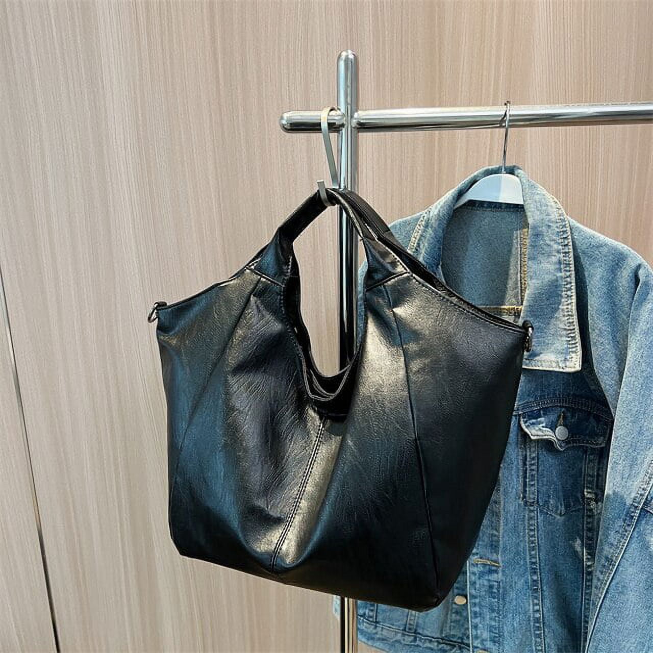 Large Shoulder Bag Soft Leather Bag Foldover Bag Designer 