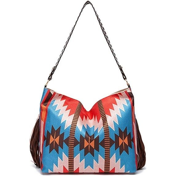 CoCopeaunts Large Tote Bag for Women Retro Ethnic Hobo Bag Fashion Woven Handbag Shoulder Bag Canvas Bag with Tassels