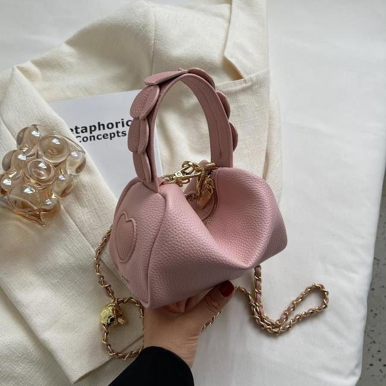 Designer Pearl Chain Women's Crossbody Bag Metal Shell Mini Shoulder Bag  Purse Lipstick Bag | SHEIN