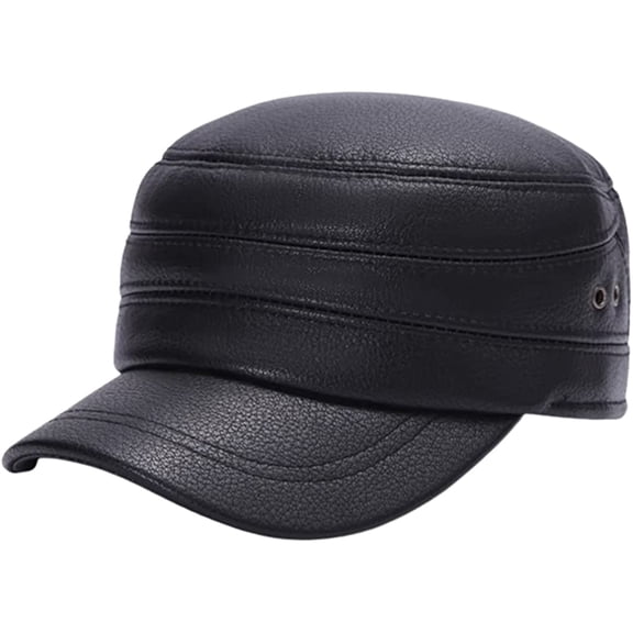 CoCopeaunts Men's Winter Baseball Cap PU Leather Warm Peaked Hat with Fold Earmuffs Casual Classic Outdoor Travel Dad Hat