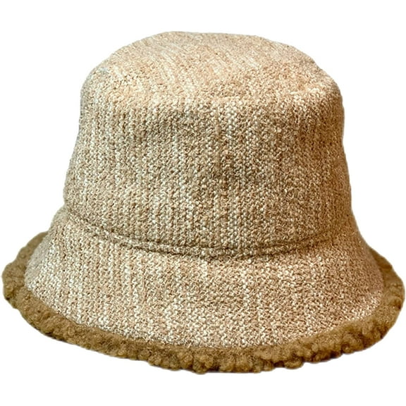 CoCopeaunts Mens Bucket Hat Outdoor Foldable Fisherman Hat for Women Lambs Wool Japanese Cute Girls Casual Winter Warm Basin Hat