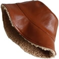 thumbnail image 1 of CoCopeaunts Mens Bucket Hat Winter Leather Lambs Wool Two-Sided Bucket Cap Boys Girls Fashionable Warm Fisherman Basin Hat, 1 of 8