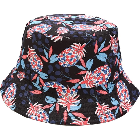 CoCopeaunts Mens Bucket Hats Colorful Pineapple Pattern Double-Sided Use Women Basin Hat Outdoor Travel Sunscreen Sun Caps