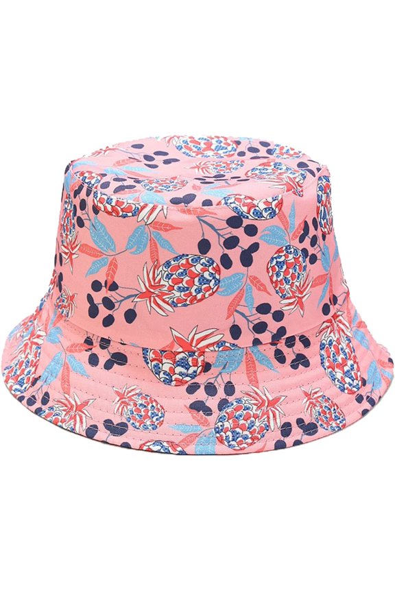 Mens Bucket Hats Colorful Pineapple Pattern Double-Sided Use Women Basin Hat Outdoor Travel Sunscreen Sun Caps