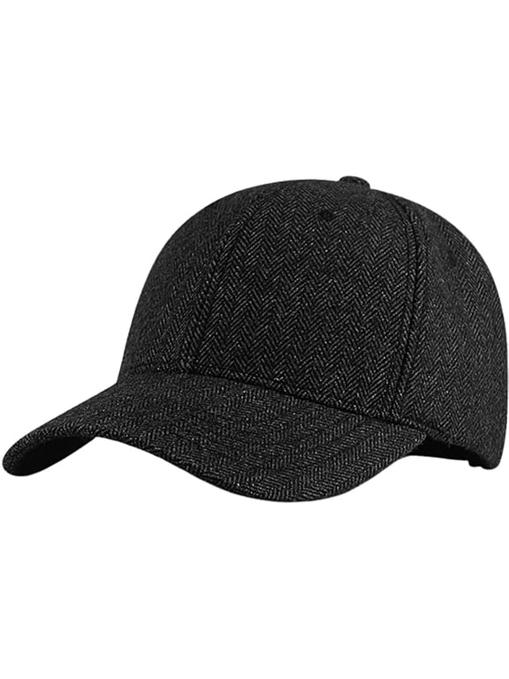 Mens Warm Baseball Cap Wool Tweed Classic Thick Winter Driving Hat Casual Fashion Dad Hat Fishing Golf Ski Hat