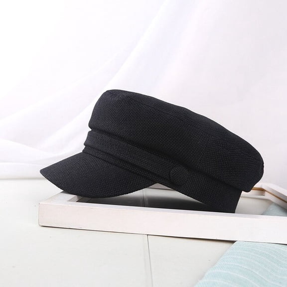CoCopeaunts Military Hats Women Summer Linen Military Hat Autumn Sailor Hats for Women Men Flat Top Captain Cap Travel Cadet Hat Navy Caps