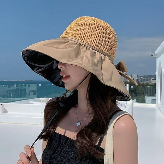 CoCopeaunts New Beach Caps for Womens Summer Big Brim Bucket Hat for Women Mesh Knit Dome Anti UV 50  Sunscreen Sun Hats Folding Panama Cap