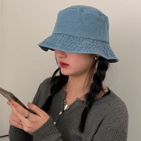 CoCopeaunts New Bucket Hat Casual Foldable Fisherman Hat Women Cotton Bucket Hat Washed Denim Bucket Hats Men Caps Hip Hop Hats Men Women