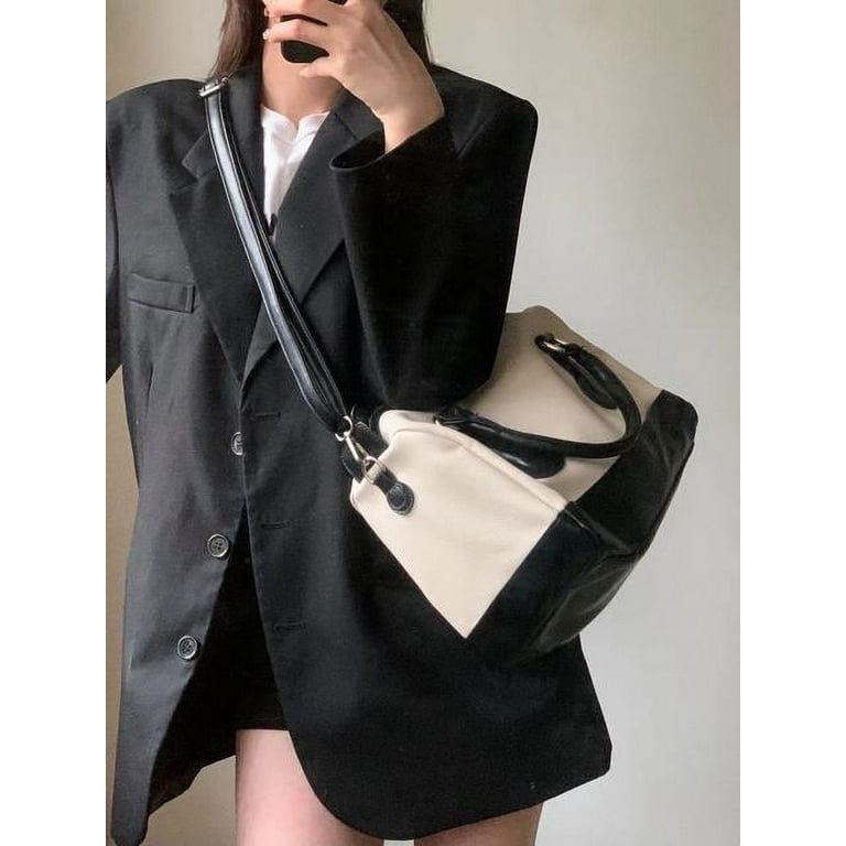 CoCopeaunts New Fashion Womens Shoulder Bag Large Capacity Luxury Designer Handbags Korean Style Contrast Color Boston Bag Bolsas Walmart
