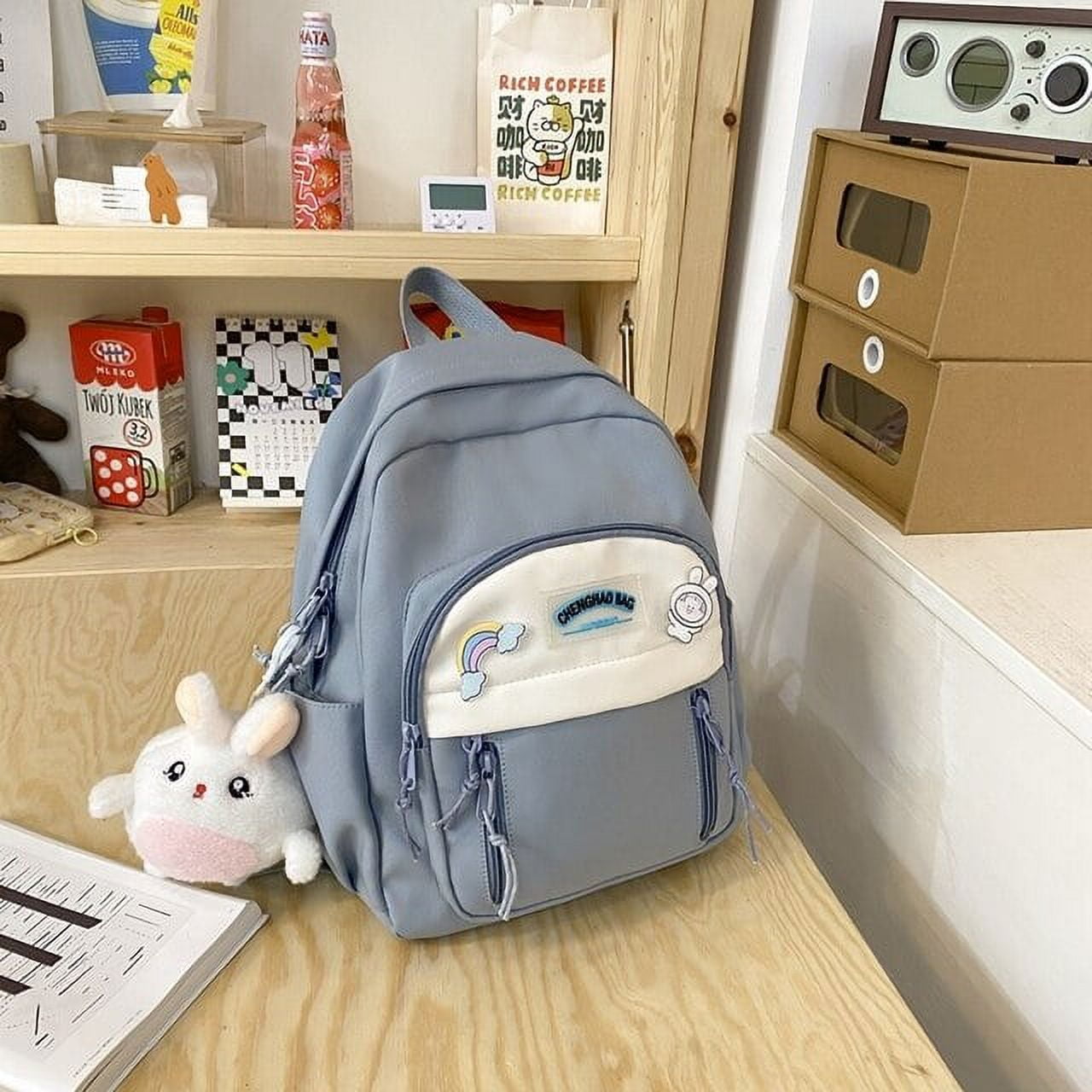 Cocopeaunts New Hot Selling Small Female Multi-Pocket Travel Bagpack Schoolbag for Teenage Girl Boy Knapsack Mochila, Adult Unisex, Size: with Rabbit
