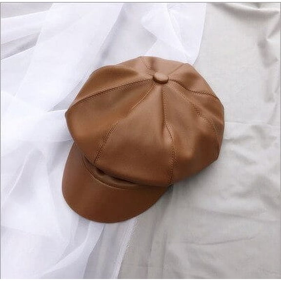 CoCopeaunts New PU Leather Newsboy Cap Women Octagonal Cap Summer Spring Casual Beret Women Flat Hat Lady Outdoor Sun Cap