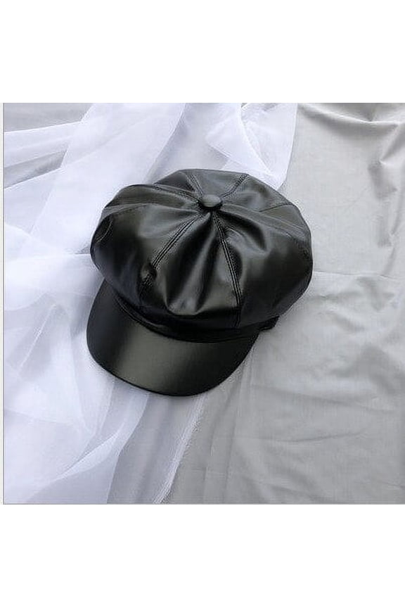 New PU Leather Newsboy Cap Women Octagonal Cap Summer Spring Casual Beret Women Flat Hat Lady Outdoor Sun Cap