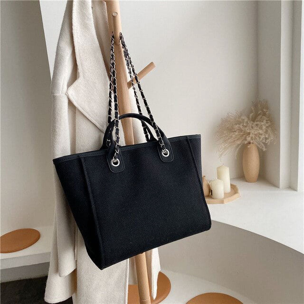 CoCopeaunts New Women Tote Bag Fashion Canvas Large Handbag Chains ...