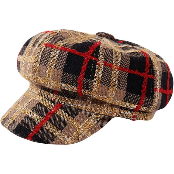 CoCopeaunts Newsboy Cap Autumn Winter Hats for Women Check Octagonal Caps Ladies Casual Woolen Hat Winter Beret Hats for Women