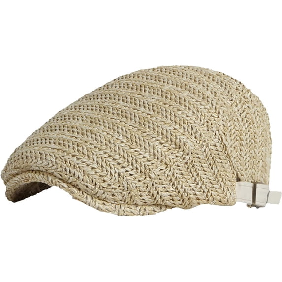 CoCopeaunts Newsboy Cap Breathable Straw Beret Hat Male Female Adjustable Flat Ivy Cap Vintage Artist Hat Berets for Men Women