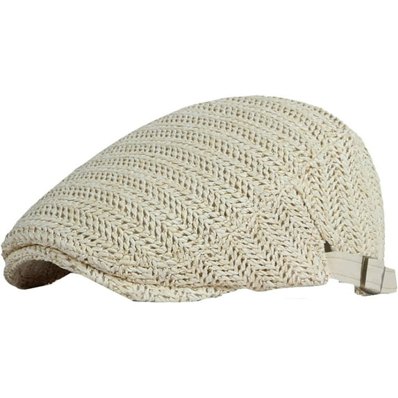 CoCopeaunts Newsboy Cap Breathable Straw Beret Hat Male Female Adjustable Flat Ivy Cap Vintage Artist Hat Berets for Men Women