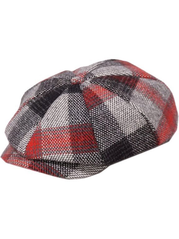 Newsboy Cap Men Women Vintage Tweed Octagonal Cap Woolen Male Plaid Patchwork British Style Flat Cap Beret Hat